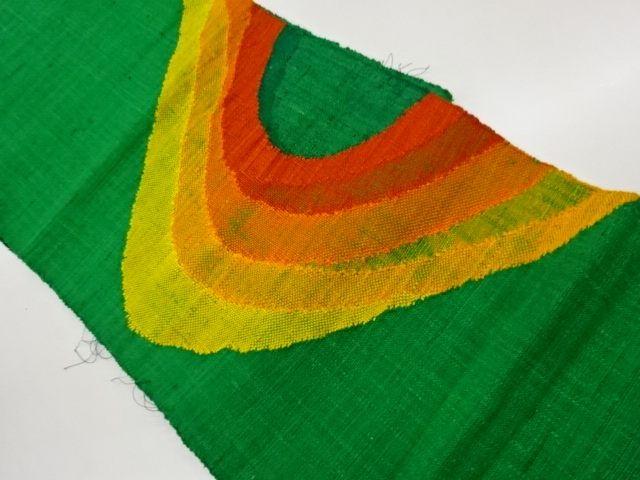 JAPANESE NAGOYA OBI / MAWATA TSUMUGI / WOVEN WAVY STRIPE